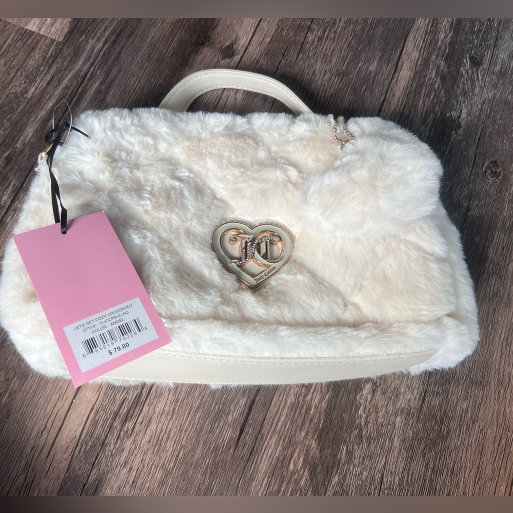 Juicy Couture Elegant Cream Faux Fur Handbag